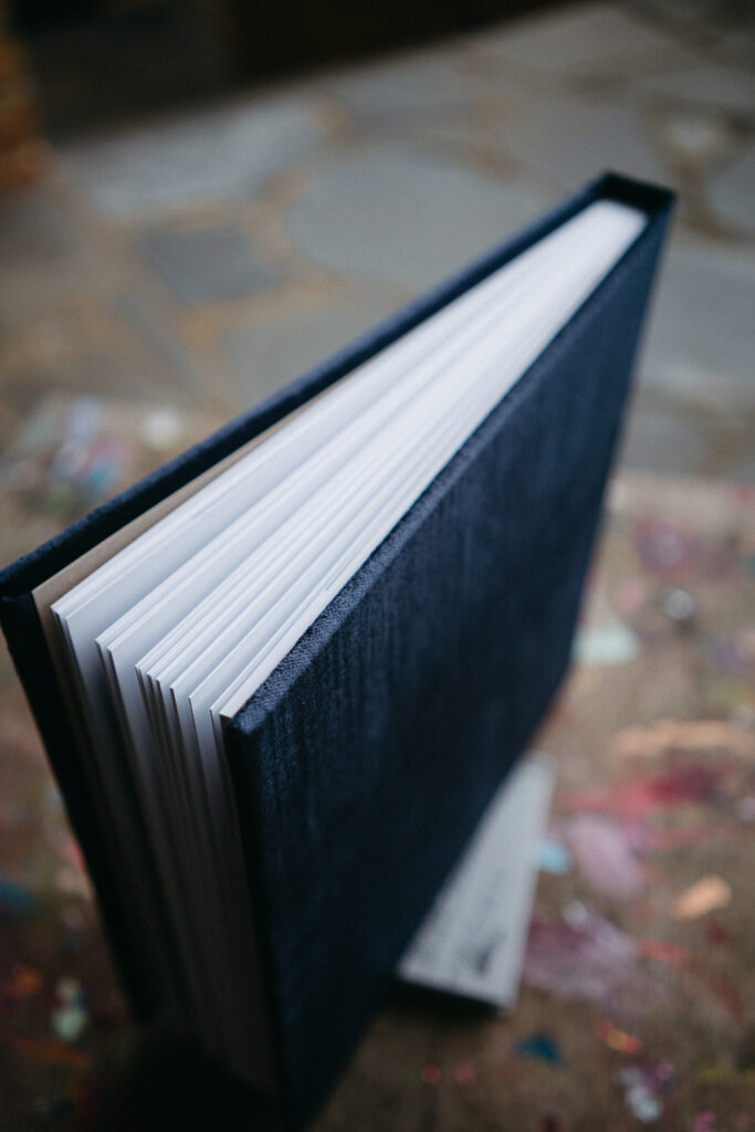 a wedding album on a table